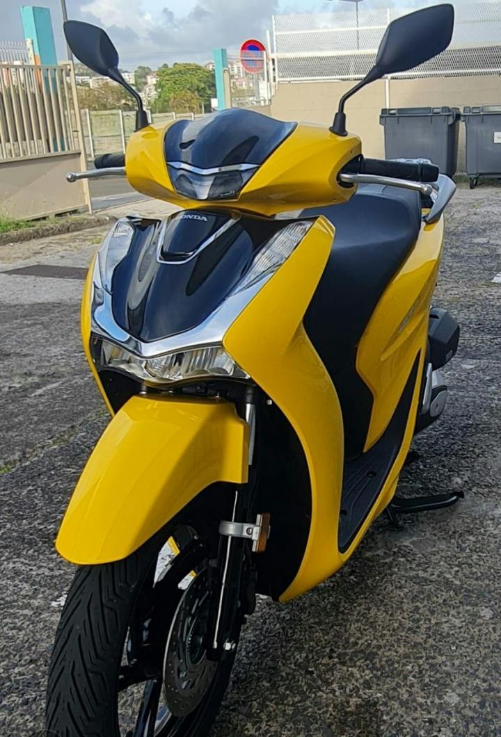 Nos scooters HONDA jaune de face Martinique
